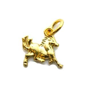 14K Horse Jumping Yellow Gold Pendant Charm